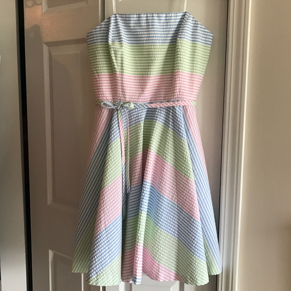 Vineyard Vines Dress, Kentucky Derby Seersucker, 8